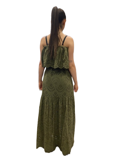 Yes Zee Abito lungo donna Boho A427 0905 1539 verde militare
