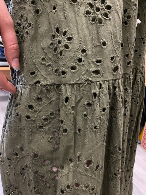 Yes Zee Abito lungo donna Boho A427 0905 1539 verde militare