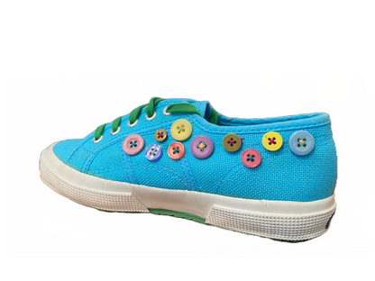 Superga scarpa sneakers da bambina 2750 COTJ buttons S003730 G24 turchese