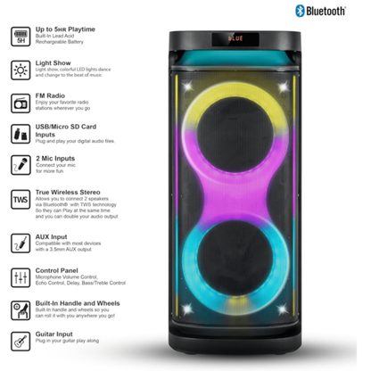 Diffusore DJ portatile IQ Sound 2×10" con Bluetooth