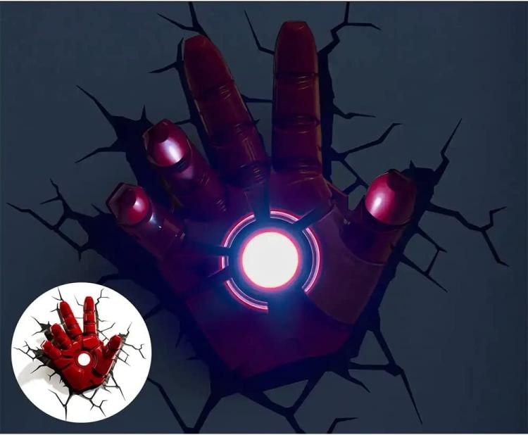 Marvel Wandlampe - Iron Man Hand 3D Deco Light LED Applique + Sticker