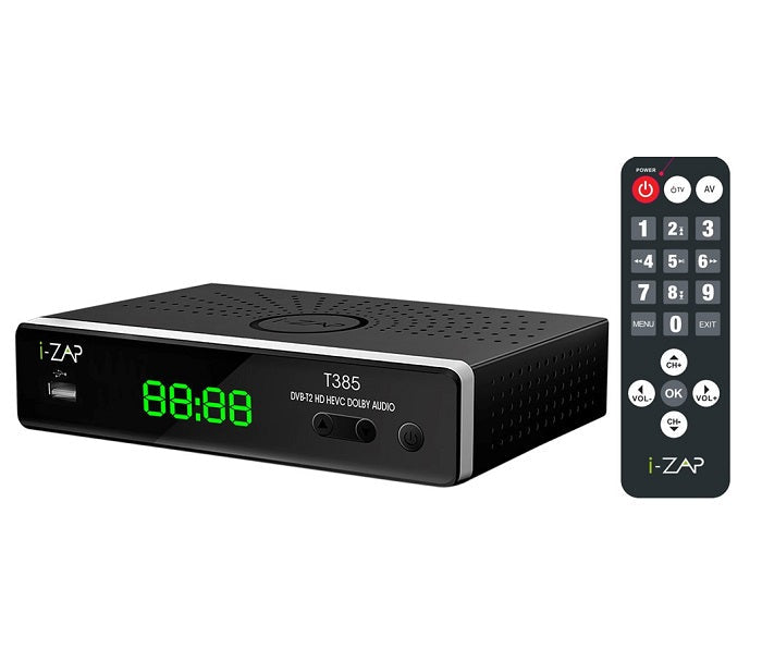 I-Zap Decoder Digitaler Terrestrischer HD DVB T2 HEVC USB LAN Scart HDMI LED - T385