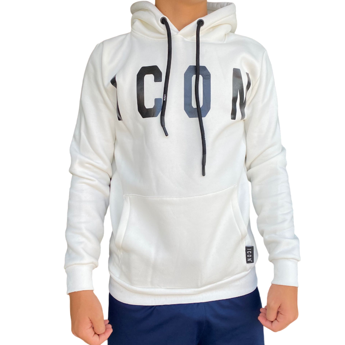 Icon Felpa Cappuccio Uomo Logo IU9016FC Bianco Nero
