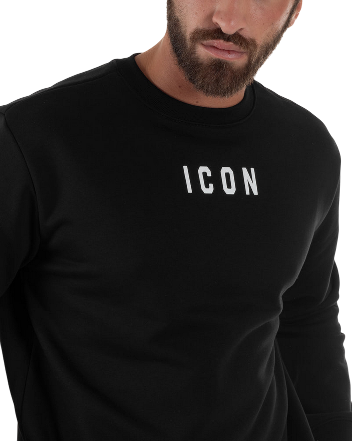 Icon Felpa Uomo Girocollo Nero ICUF2W6F006 – Casual, Calda e Versatile per Tutte le Occasioni