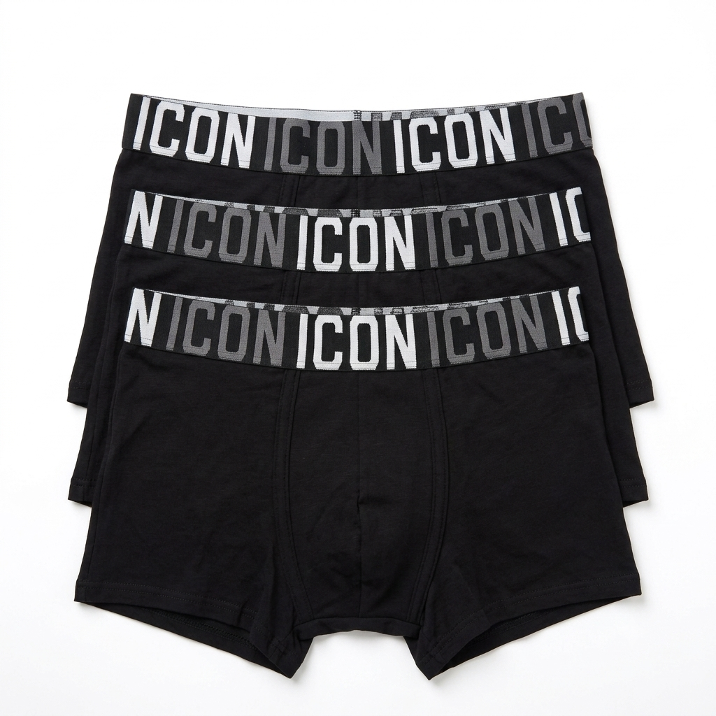 Icon Boxer Logato Uomo Cotone Elasticizzato Nero Confezione 3 Pezzi - IMU13
