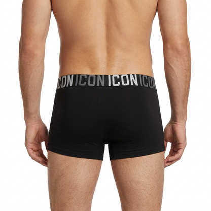 Icon Boxer Logato Uomo Cotone Elasticizzato Nero Confezione 3 Pezzi - IMU13