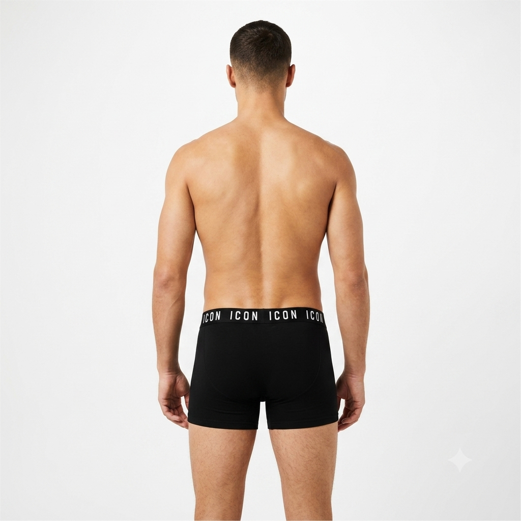 Icon Boxer Uomo Cotone Elasticizzato Nero Confezione 3 Pezzi - IMU09