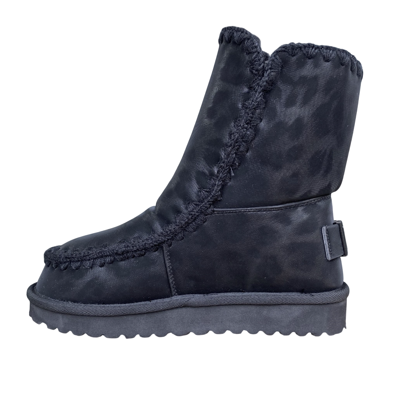 Icon Stivaletto IC05267SD nero, eco-pelle animalier, pelliccia e logo nero.