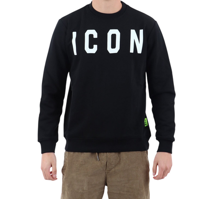 Icon Felpa Girocollo Uomo Logo Grande ICUS2S25F001 Nero