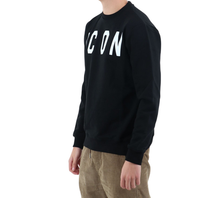 Icon Felpa Girocollo Uomo Logo Grande ICUS2S25F001 Nero
