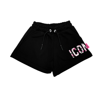 Icon pantaloncino sportivo da ragazza con logo camu IGSH00529 nero-rosa