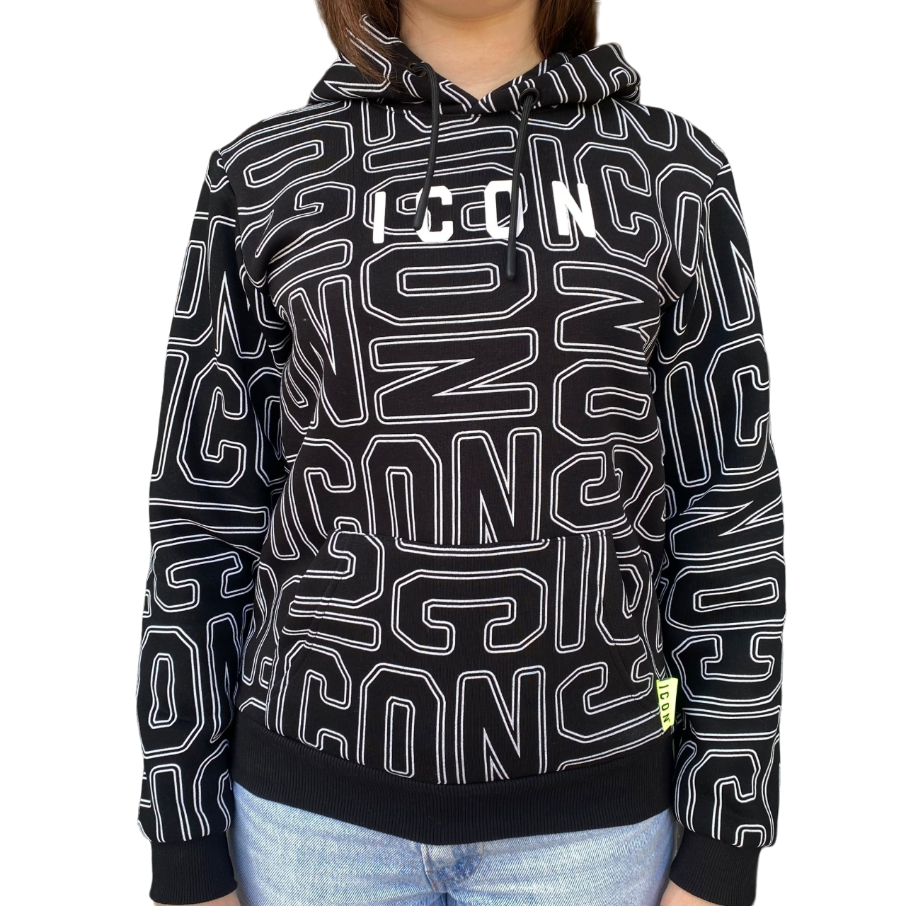 Icon felpa con cappuccio junior con stampa IBSW00243 nero-bianco