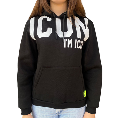 Icon Felpa Cappuccio Ragazzo IBSW00362 Nero - Stampa Unica Streetwear