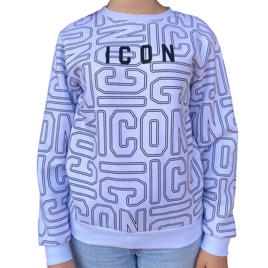 Icon felpa girocollo logo da ragazzi IBSW00241 1000 bianco-nero