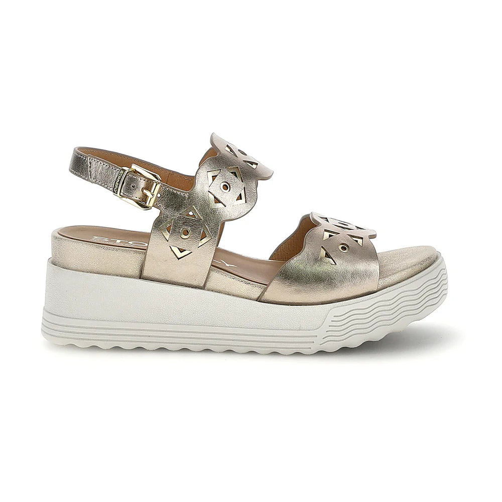 Stonefly Sandalo Donna Zeppa PARKY 37 223719 Z00 Oro - Pelle Laminata Second Skin