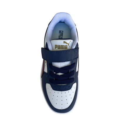 Puma scarpa sneakers da ragazzi con  elastico e strappo Caven 2.0 AC Ps bianco-rosso diaspro-blu