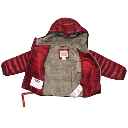 Levi's Kids Piumino con cappuccio da bambino foderato in sherpa 6EF434 8EF434-R8B rosso scuro
