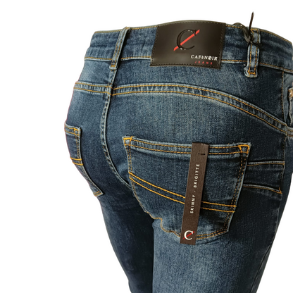 CafèNoir pantalone jeans da donna Denim Skinny c7 JJ1017 B008 blu medio scuro