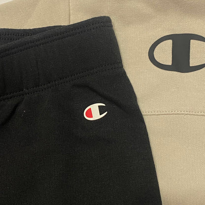 Champion tuta sportiva per la scuola da ragazza con felpa a cerniera intera 404837 ES057 beige-nero