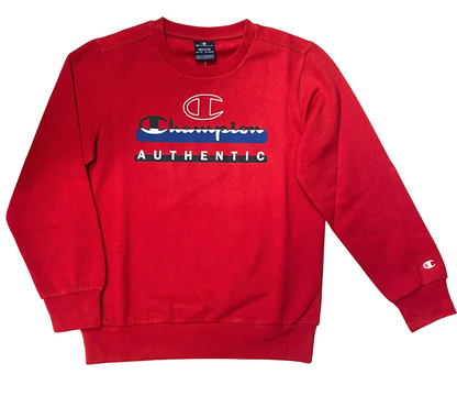 Champion felpa girocollo in cotone di felpina leggera con logo sul petto Legacy 306513 RS053 rosso
