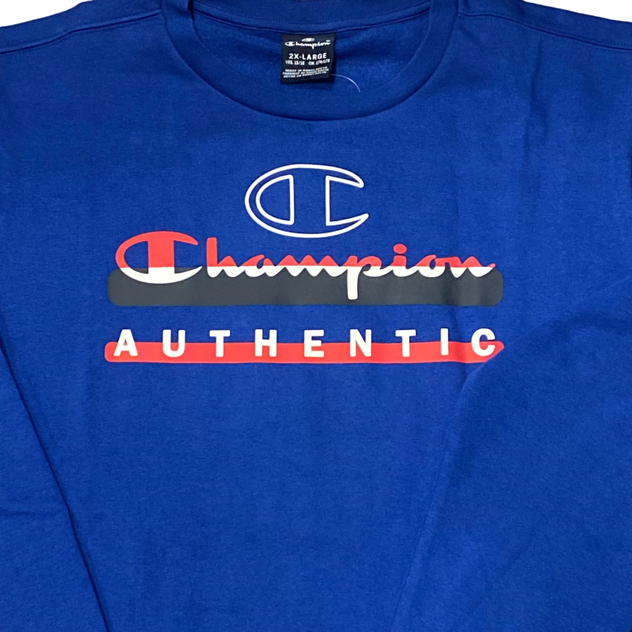 Champion felpa girocollo in cotone di felpina leggera con logo sul petto Legacy 306513 BS025 blu elettrico