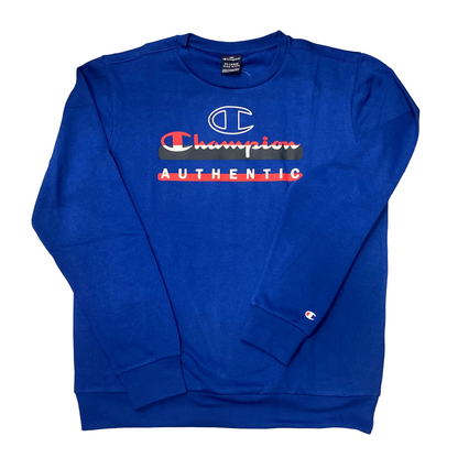 Champion felpa girocollo in cotone di felpina leggera con logo sul petto Legacy 306513 BS025 blu elettrico