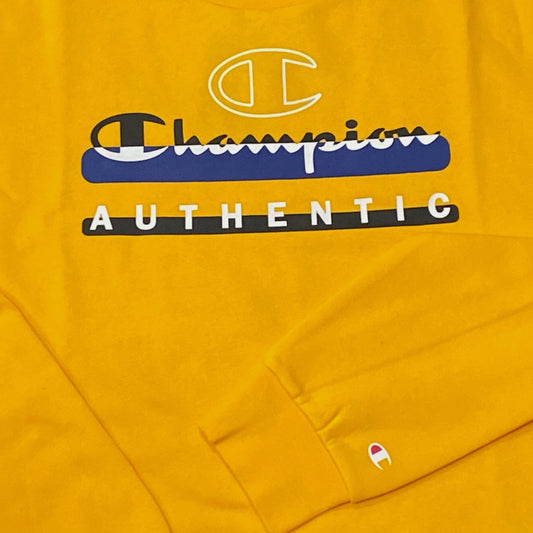 Champion felpa girocollo in cotone di felpina leggera con logo sul petto Legacy 306513 YS058 giallo