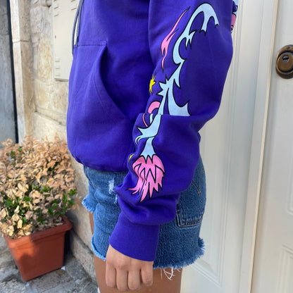 Mushroom Felpa con cappuccio con stampa Flowers 23020-35 viola