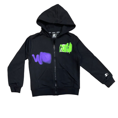 Starter Felpa con cappuccio e zip intera da ragazzo con stampe 1114 UB ST nero