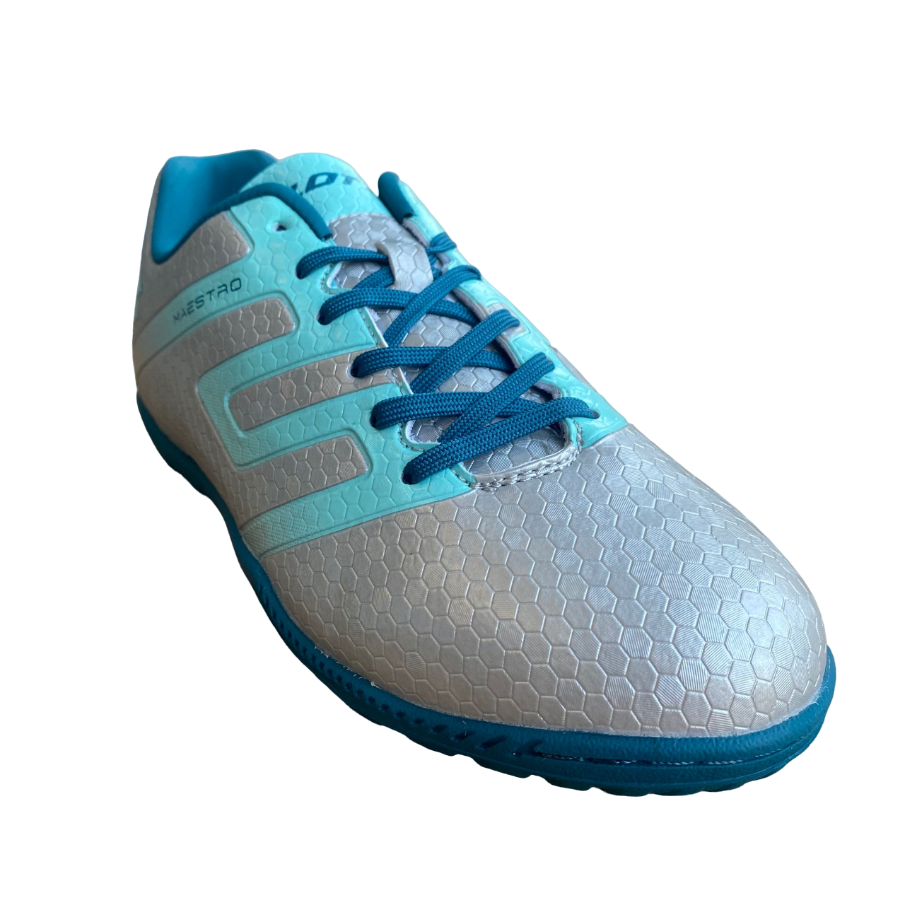Lotto scarpa da calcetto per erba sitetica da ragazzo Maestro 700 IV TF 214650 AU8 argento-blu