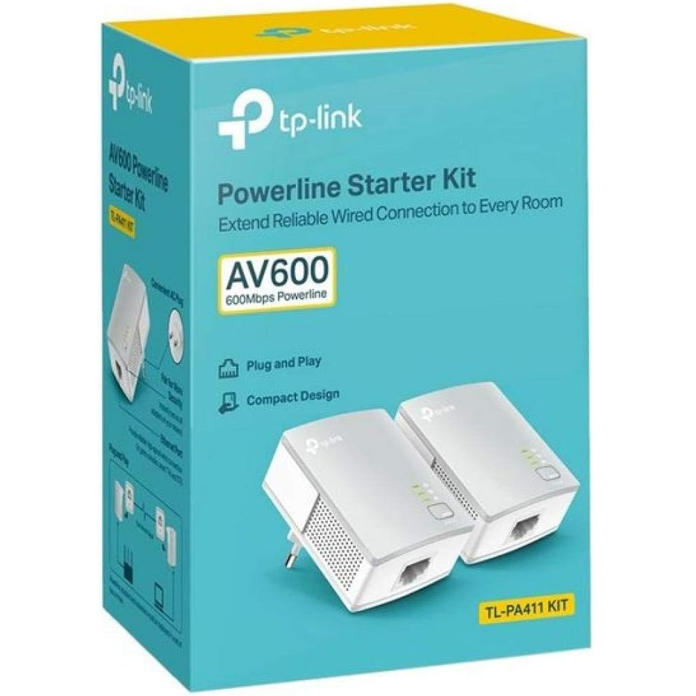Tp-Link Tl-Pa4010 Kit Powerline Av600 Mbps Con Filo Pc Ps4 Decoder Sky Ethernet
