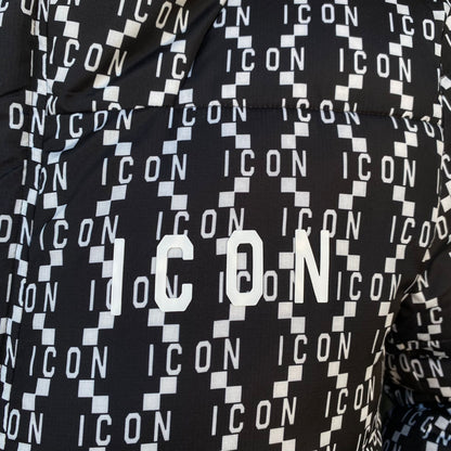 Icon Giubbotto IU9083J Nero Bianco - Giacca Logo Cappuccio Uomo Streetwear Leggera