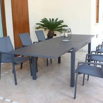 Ausziehbarer Tisch Hawaii aus anthrazitfarbenem Aluminium – 135/270 x 90