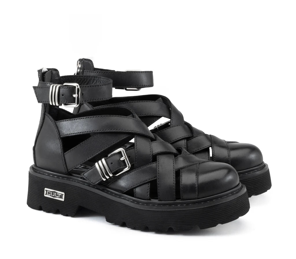 Cult Sandalo Donna SLASH CLW469400 Nero - Pelle Platform Fibbie Glam-Rock