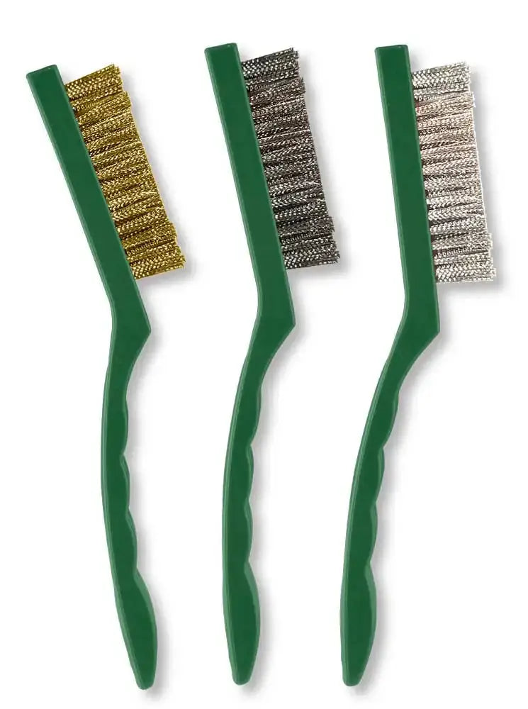 Set 3 Spazzole Abrasive con Setole in Nylon, Ottone e Filo Metallico – 23 cm