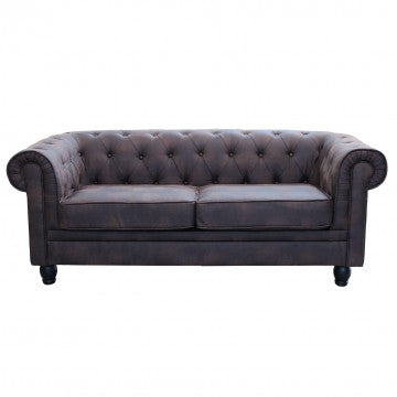 Chesterfield Sofa aus weißem oder braunem Vintage-Kunstleder, 2- oder 3-Sitzer