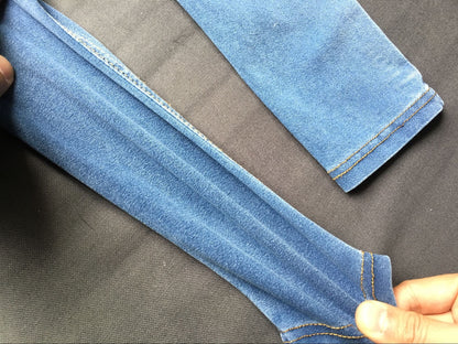 Jeans Donna Elasticizzati Blu Scuro a Vita Alta con Doppio Bottone