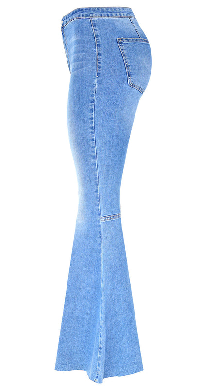 Pantaloni jeans Donna Vita Alta Gamba Larga Eleganti | Pantaloni jeans Donna