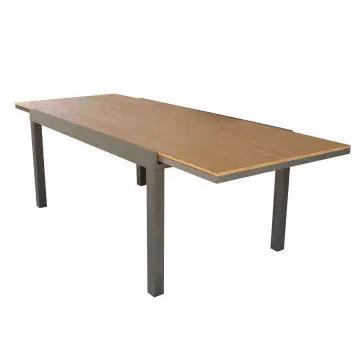 Ausziehtisch Cayman 160/240 x 95 aus Aluminium Weiß/Taupe mit Polywood Teakplatte