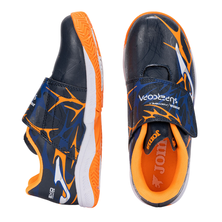 Joma - Scarpe Futsal Junior Super Copa Jr 25 Indoor Blu/Arancione