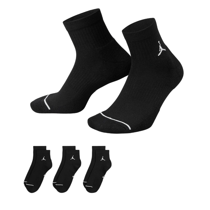 Jordan Everyday DX9655-010 Calze Caviglia Nere 3 Paia TraspirantI