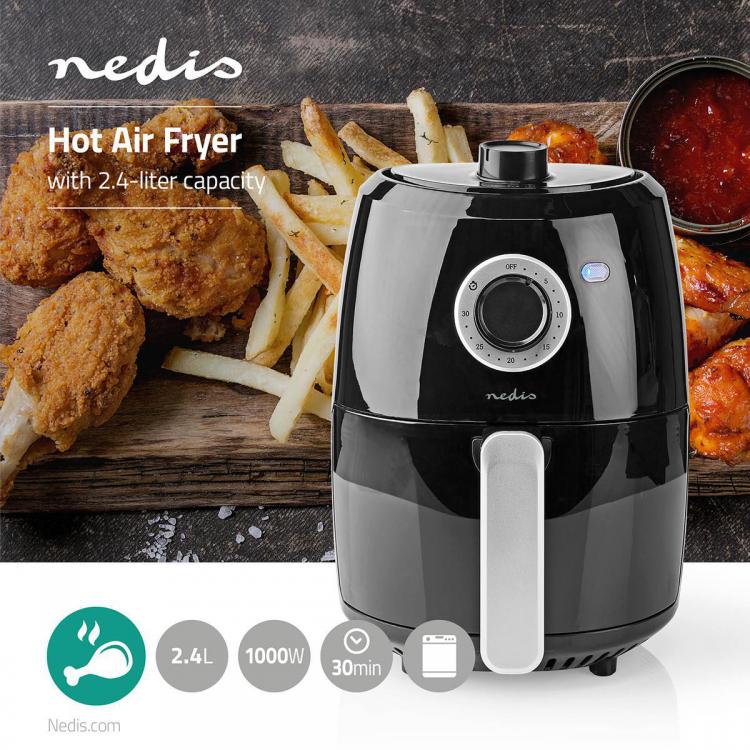 Nedis Heißluftfritteuse Ohne Öl Ofen 2.4L Frittieren Backen Braten 1000W