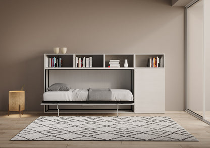 Letto a scomparsa singolo orizzontale Kando con materasso e composizioni disponibili