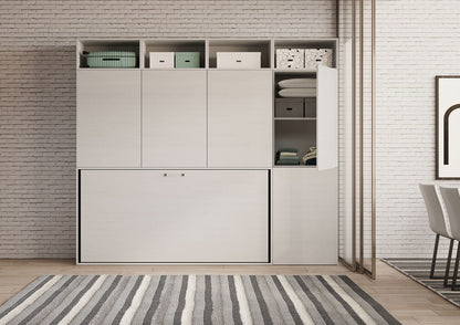 Letto a scomparsa singolo orizzontale Kando con materasso e composizioni disponibili