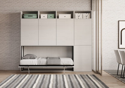 Letto a scomparsa singolo orizzontale Kando con materasso e composizioni disponibili