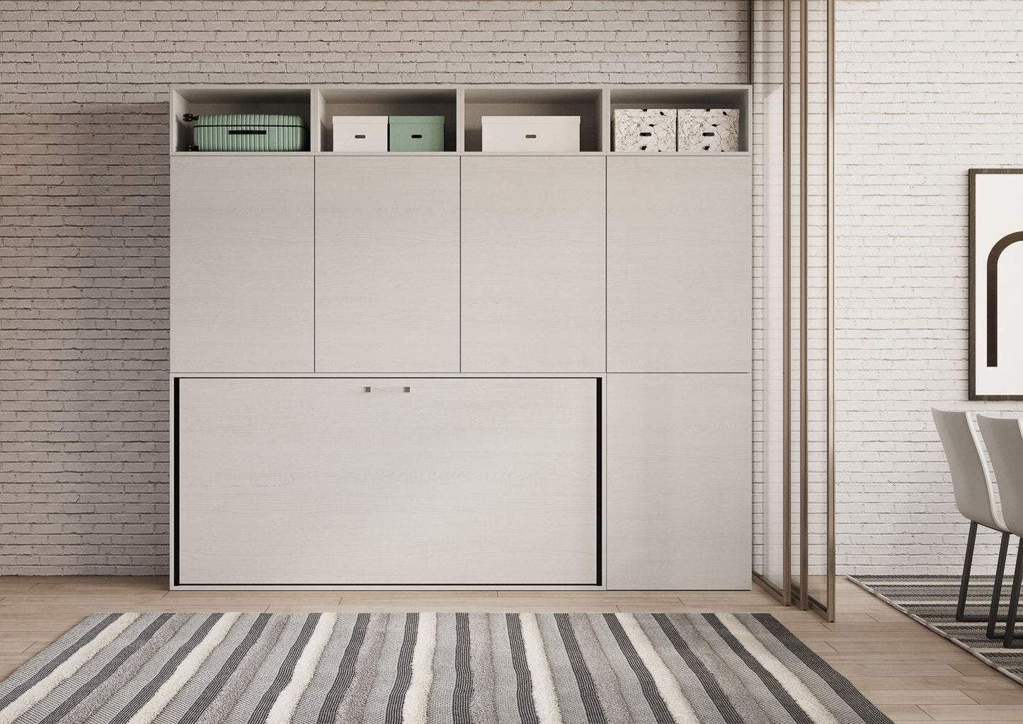 Letto a scomparsa singolo orizzontale Kando con materasso e composizioni disponibili
