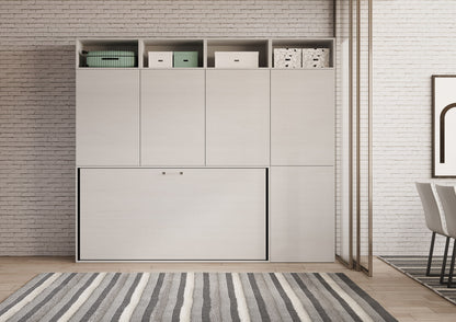 Letto a scomparsa singolo orizzontale Kando con materasso e composizioni disponibili