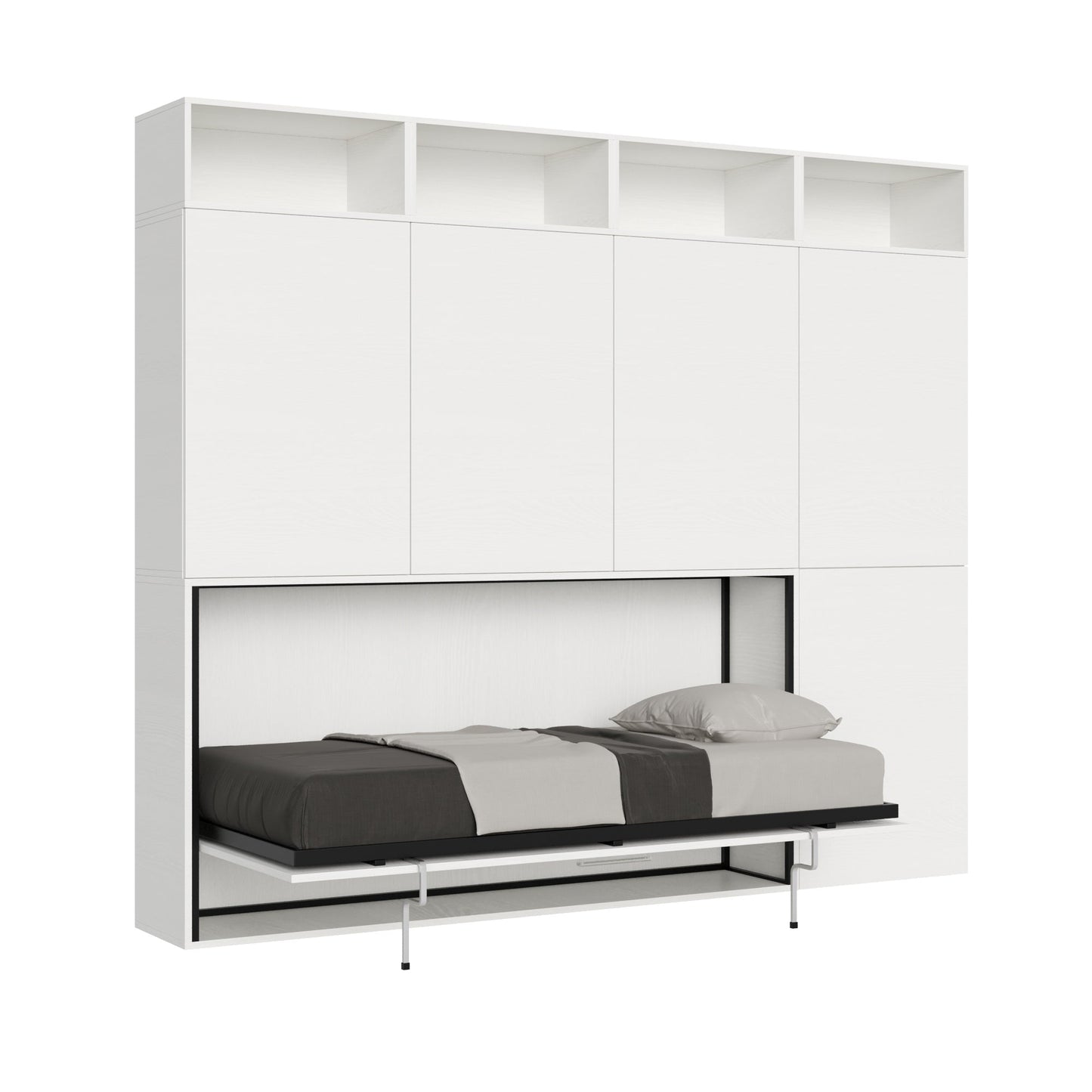 Letto a scomparsa singolo orizzontale Kando con materasso e composizioni disponibili