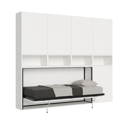 Letto a scomparsa singolo orizzontale Kando con materasso e composizioni disponibili