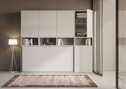 Letto a scomparsa singolo orizzontale Kando con materasso e composizioni disponibili